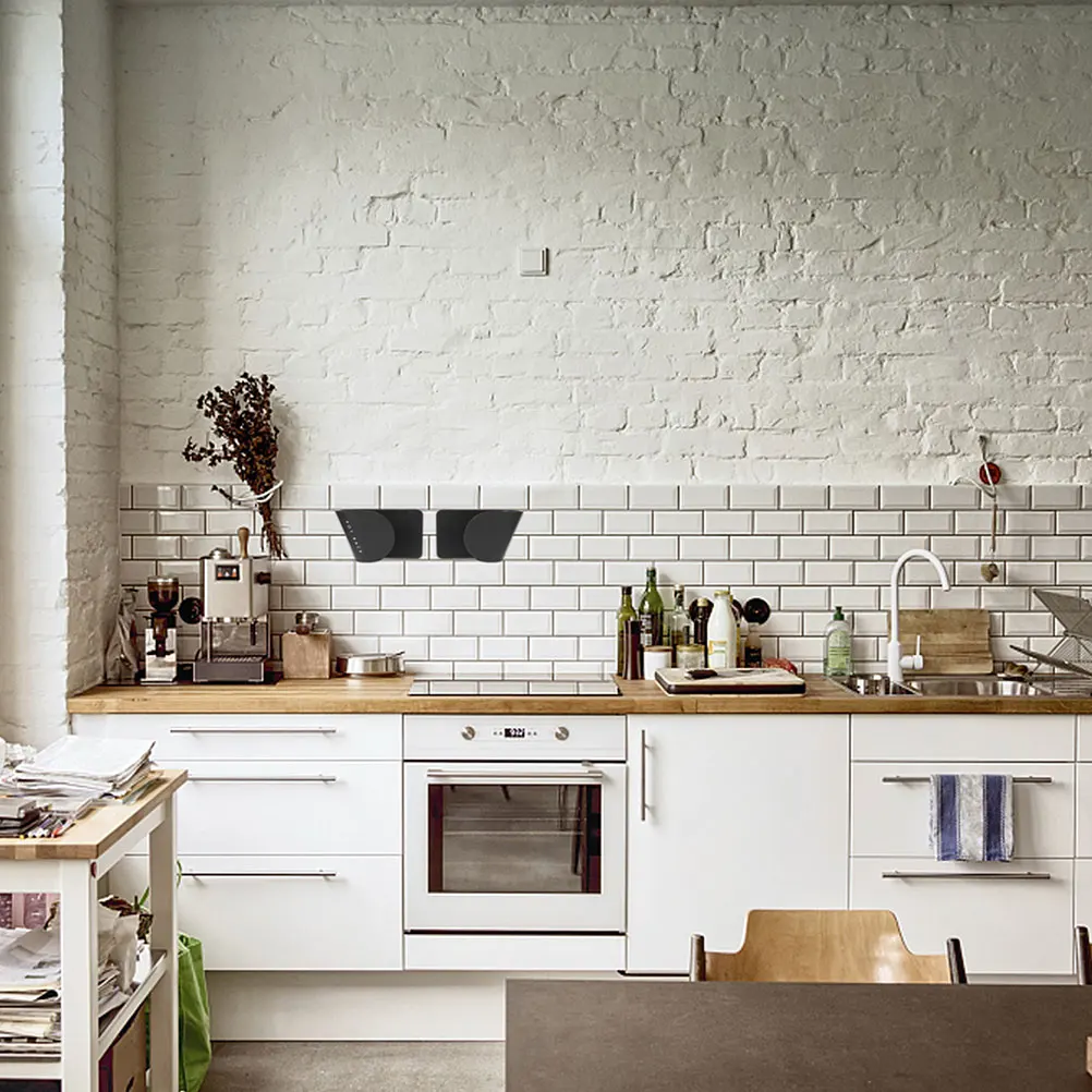 

4pcs Wall-Mounted Pot Lid Rack Black Abs Thickened Kitchen Storage Stand Heavy Duty No Drill Pot Cover Organizer Corrosion