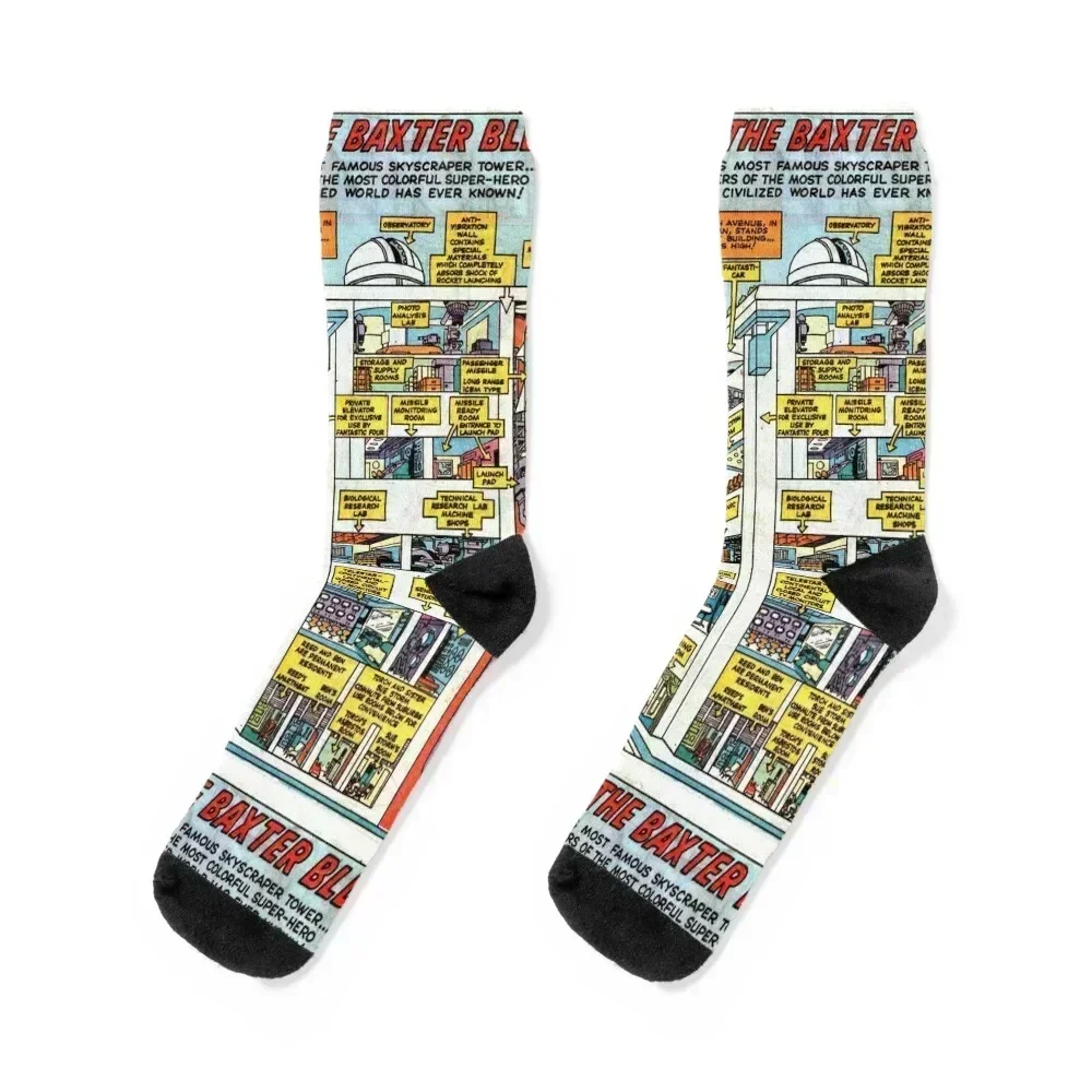 Comic book Building Inside Socks christmas gift basketball Sports man Boy Socks Women's