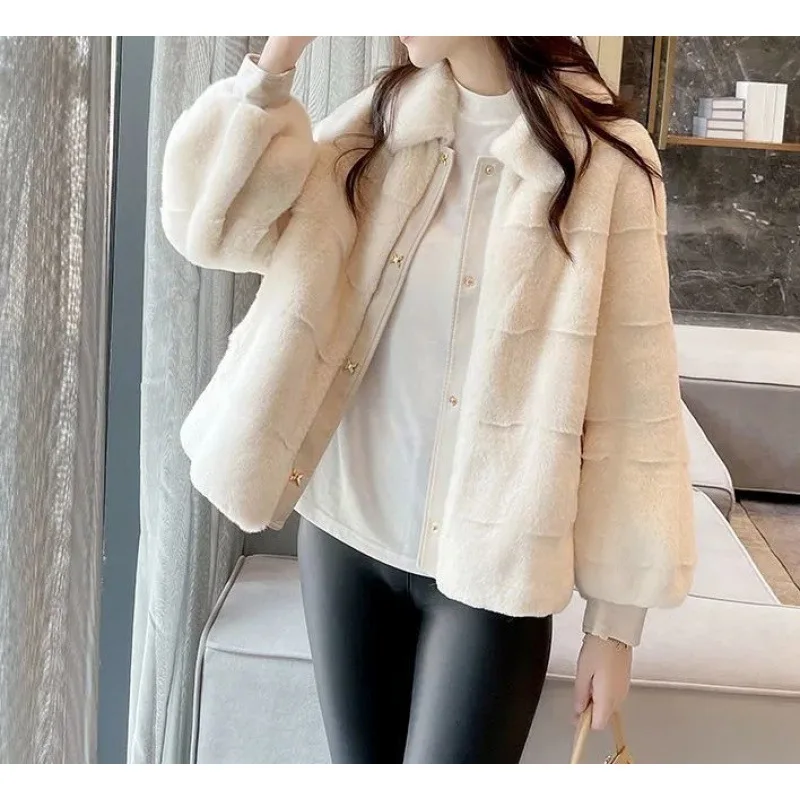 2034 Women's Autumn and Winter New Warm Fur Integrated Mink-like Wool Jacket