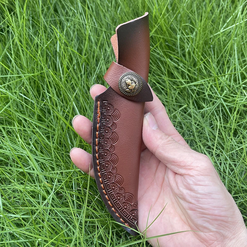 Fixed Blade Knife Sheath Top Grain Split Leather Holster Durable Outdoor Tactical Knife Storage Case for Camping