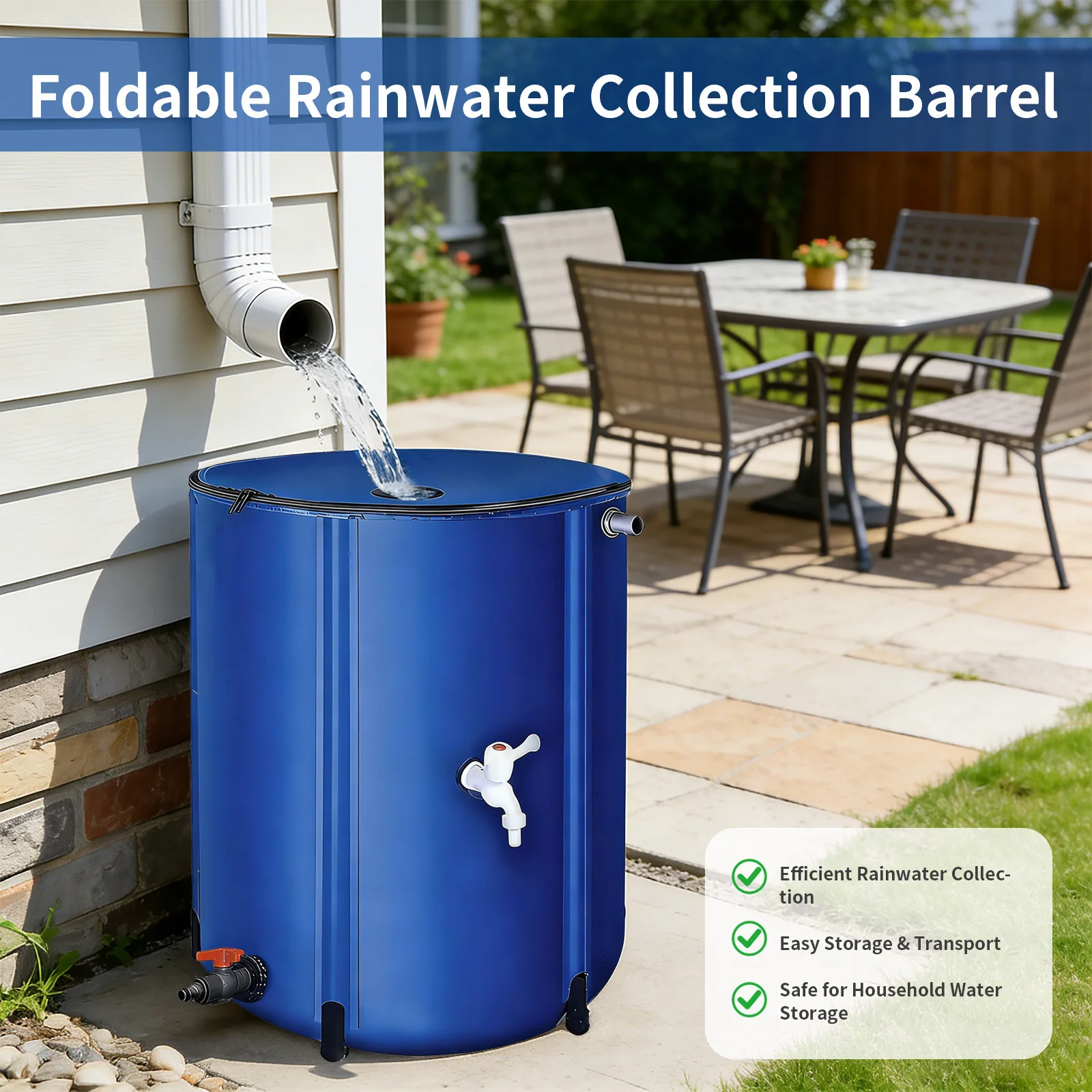 Foldable Rainwater Collector Large Capacity Durable Water Storage Bucket Portable Outdoor Courtyard Garden Household Rain Tank