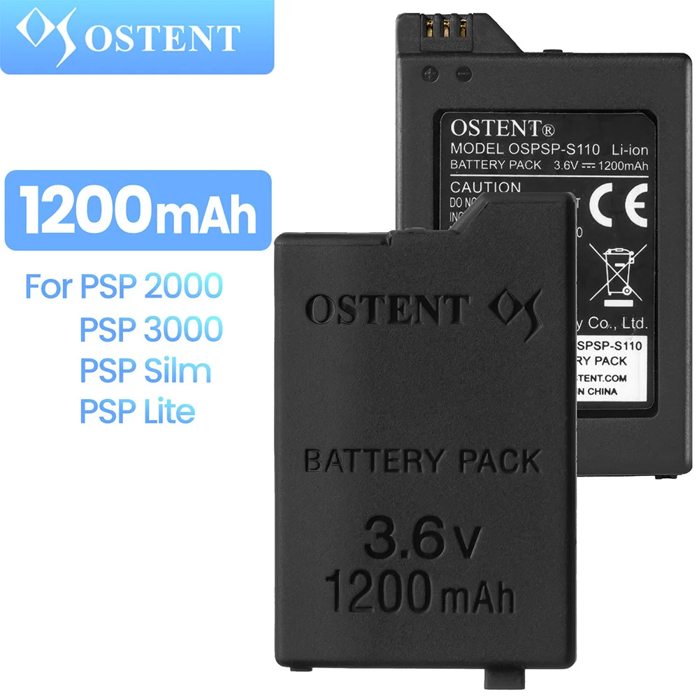 OSTENT 1200mAh 3.6V Real Capacity Replacment Lithium Battery for Sony PSP 2000/3000 PSP-S110 Console Rechargeable Battery