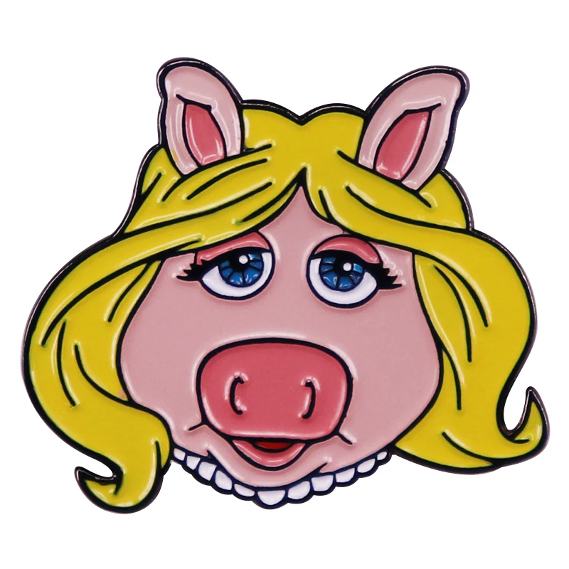 عرض ملكة جمال خنزير المينا دبوس شخصية كلاسيكية بروش شارة أفضل صديق هدية