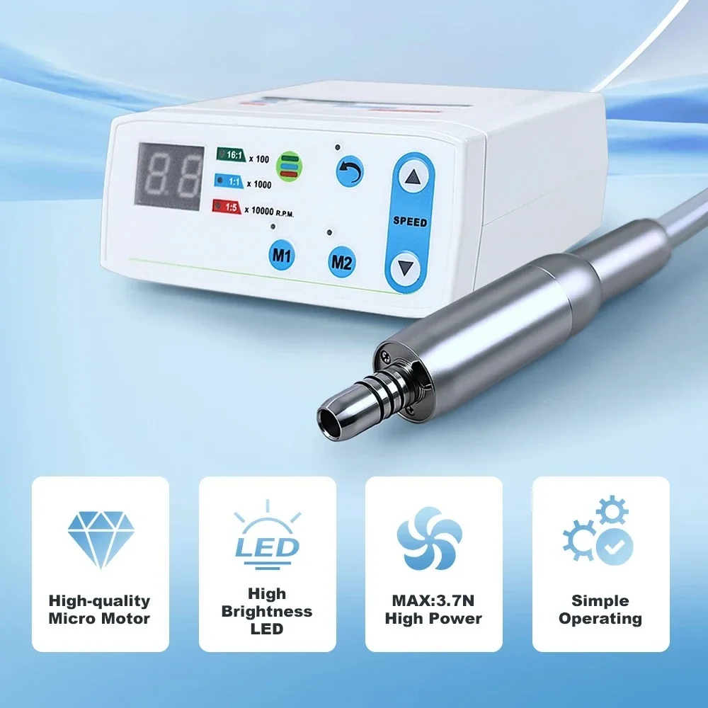 Dental LED Brushless Micromotor Electric Motor 1:1/1:5 Contra Angle Low Speed Handpiece Internal Water Spray Dental Equipment