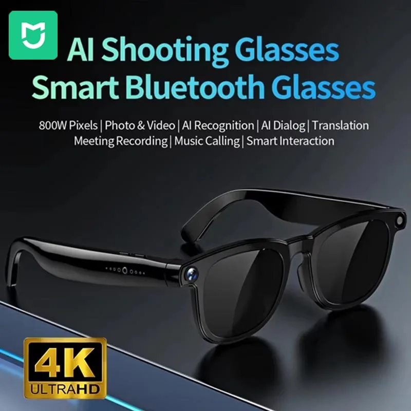 

MIJIAAI Smart Glasses 800W HD Camera Black Technology Image Translation Chat GPT Video Call Photo Waterproof For Men Women New