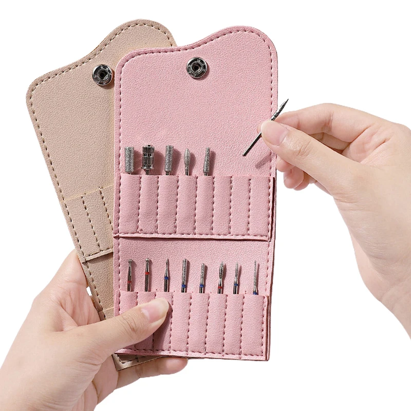 16 Holes Nail Drill Bit Holder Wallet Storage Bag For Manicure Tools Nail Grinding Bits Organizer Holder Manicure Accessories