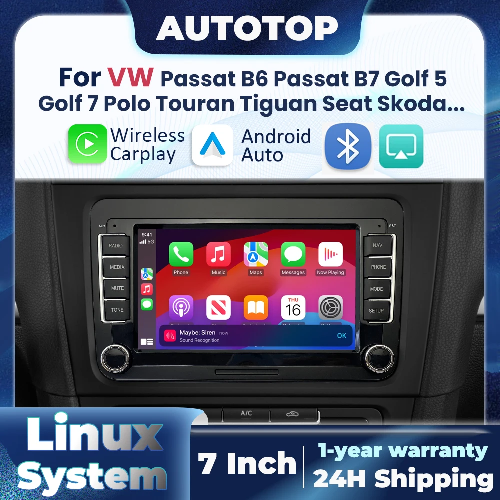 Autoradio multimédia Linux GPS WiFi Carplay Android pour VW Volkswagen Skoda Octavia Golf 5 6 Touran Passat B6 Polo Jetta