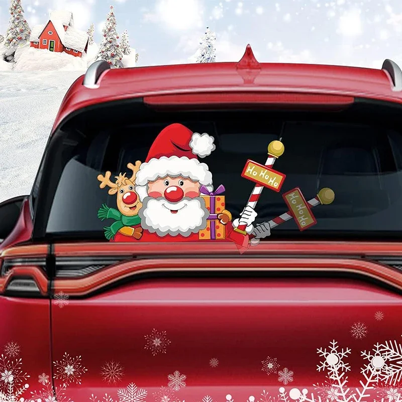 

Christmas Decoration Car Rear Windshield Decal Waterproof Vinyl Car Sticker Santa Decorate Rear Window Sticker Accessories