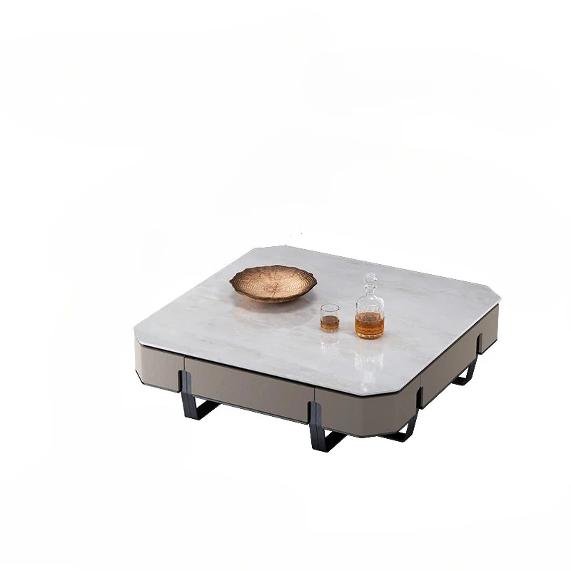 

Italian Minimalist Coffee Table Living Room High-End Home Villa Large Apartment Natural Marble Coffee Table