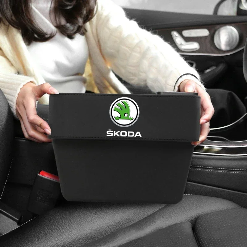 

For Skoda Tour RS Octavia Fabia Kodiak Rapid Kodiaq Superb Yeti Phone Organizer Drink Holder Car Seat Crevice Storage Box