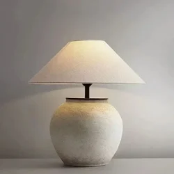 Creative Minimalist Ceramic Table Lamp Wabi-sabi Style Retro Bederoom Beside Led Desk Lamp Lights Indoor Lighting Fixtures