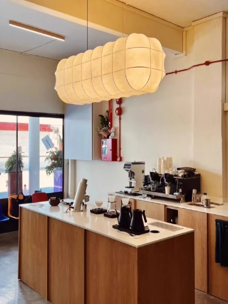 

Nordic Silk Pendant Light Japanese Restaurant Ceiling Chandelier Long Bar Island Platform Coffee Shop Irregular Lighting Fixture