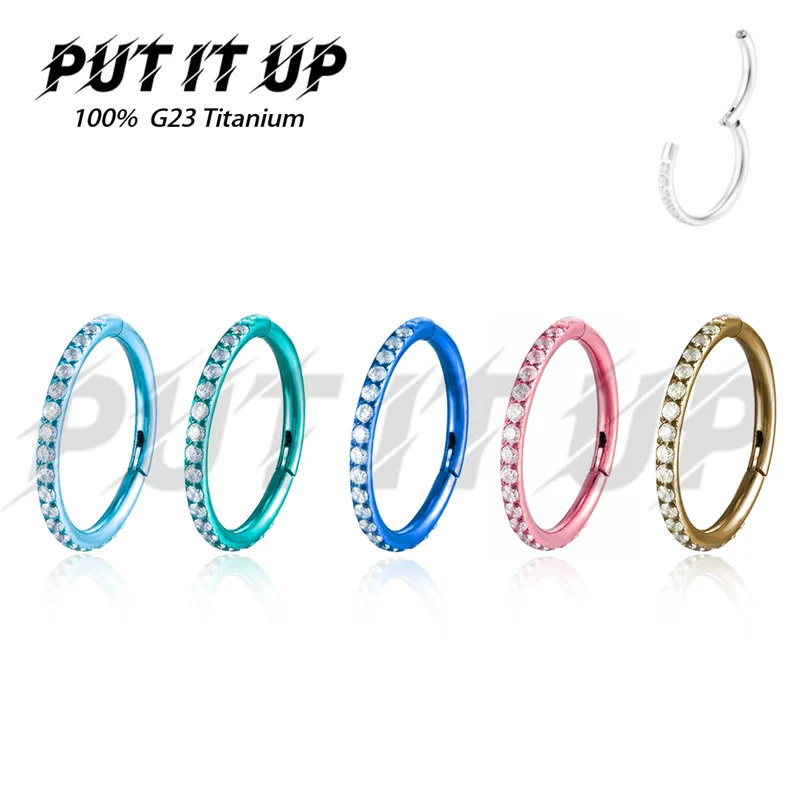 

Anodized Titanium Nose Rings 16G 18G Hinged Diaphragm Clicker Segments Tragus Cartilage Helix Daith Lip Nasal Piercing Jewelry