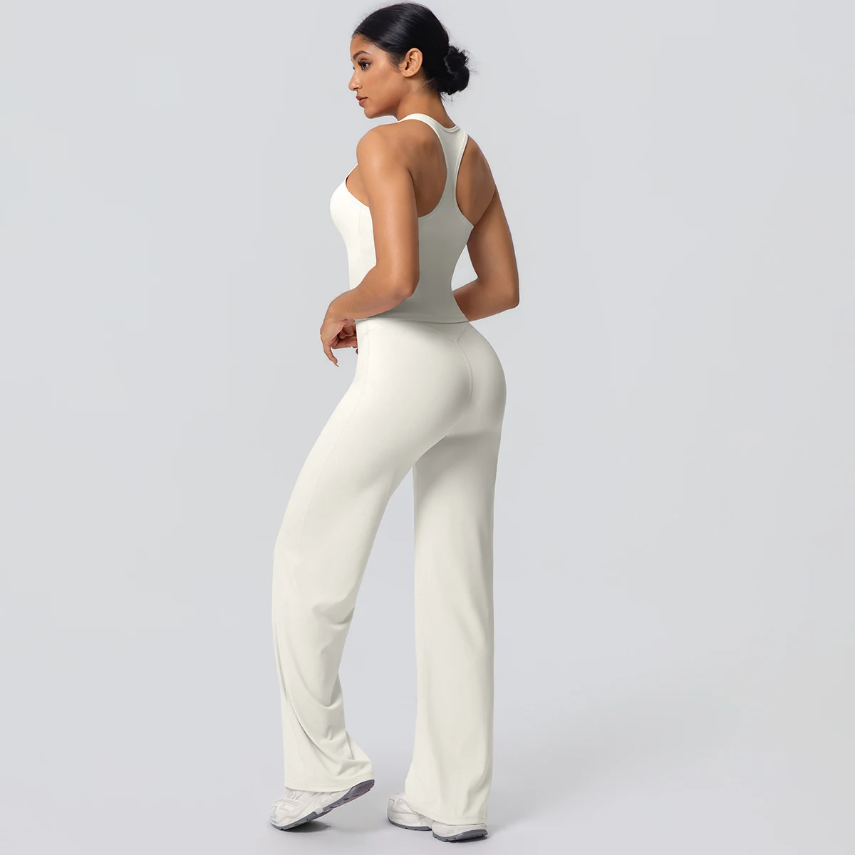 Frauen Sport Yoga Set Gym Schnell Trocknend Pfirsich Butt Yoga Hosen Einfarbig Schlank Schöne Zurück I-förmigen weste Yoga Set – Detail 28