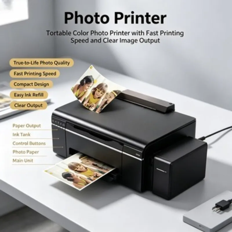 Used L805 Ink Tank 6 Color A4 Inkjet Photo Printer Wireless Sublimation Printing Machine For Stall Business Custom Image Heating