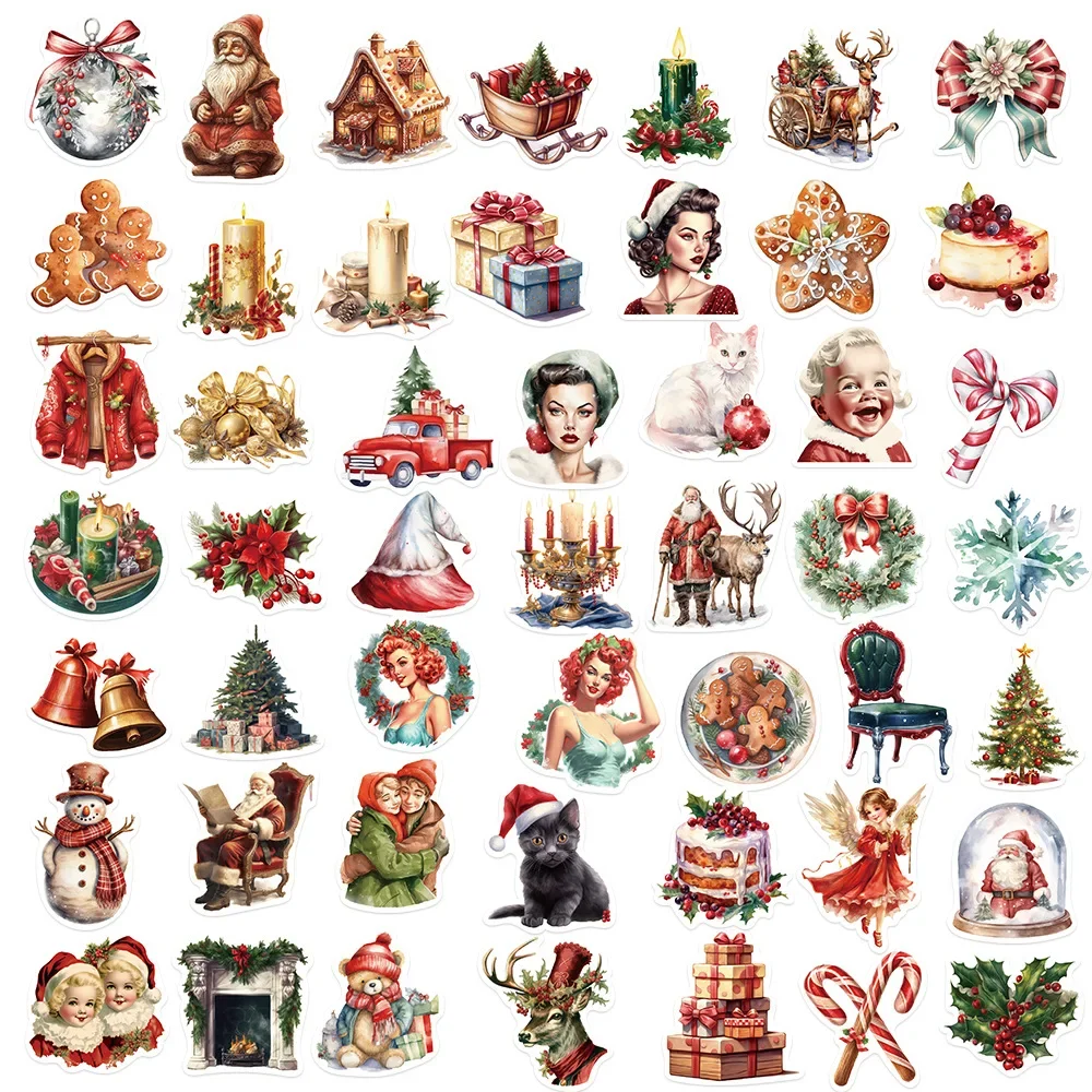 50 Stück ​ Weihnachten Santa Claus Aufkleber Cartoon Nette Aufkleber DIY Laptop Kühlschrank Koffer Notebook Party Dekoration Kinder Spielzeug Geschenke