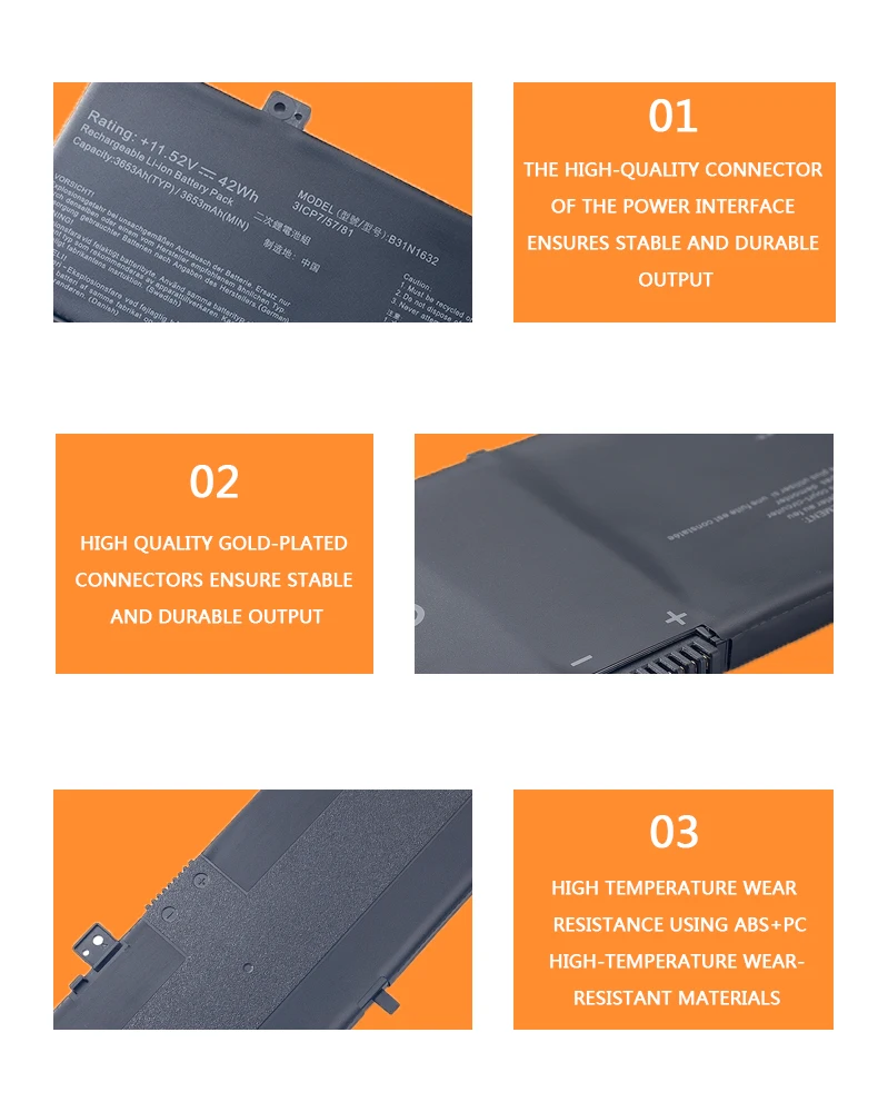 B31N1632 42WH 11.52V Laptop Battery For Asus Vivobook 14 X405 X405U X405UA X405UQ X405UR Zenbook S4100U S4100UQ S4200UQ