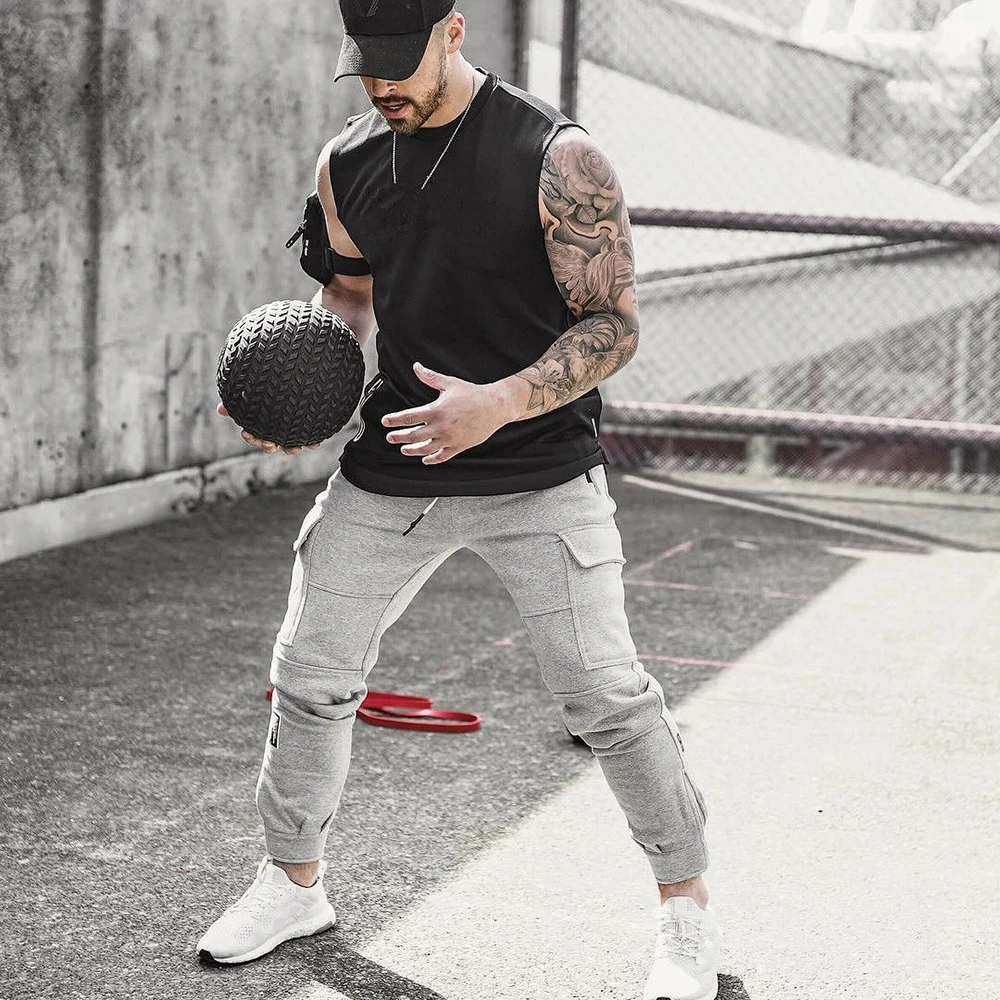 Men's Clothing Fitness Overalls Men Exoticism Invisible Open Crotch Outdoor Sex Trend Sports Running Straight Casual Trousers