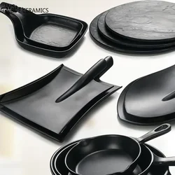 Direct Selling New Creative Melamine Shaped Pan Iron Shovel Styling Melamine Plastic Tableware Black Picnic Barbecue Plate