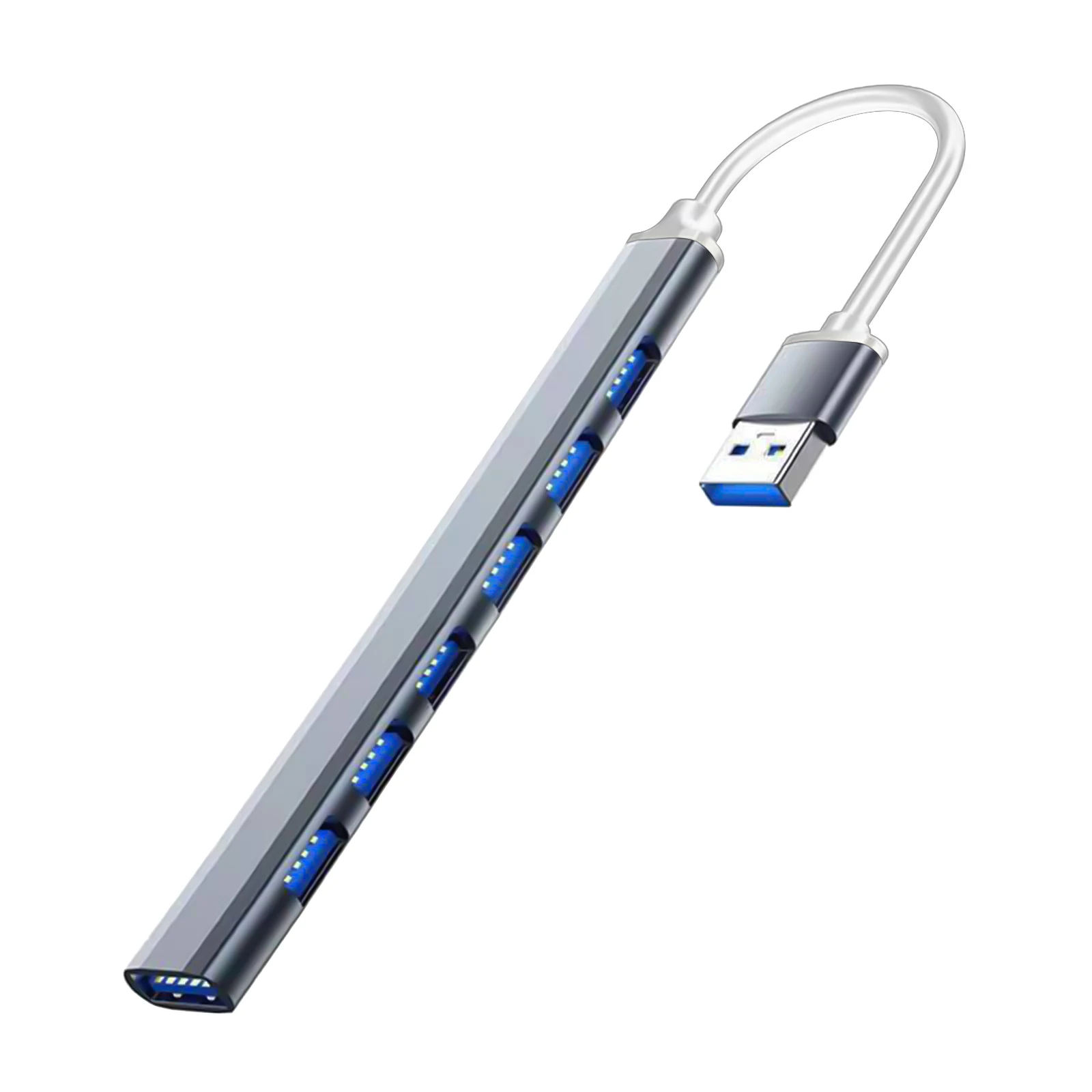 7 Ports USB Gray