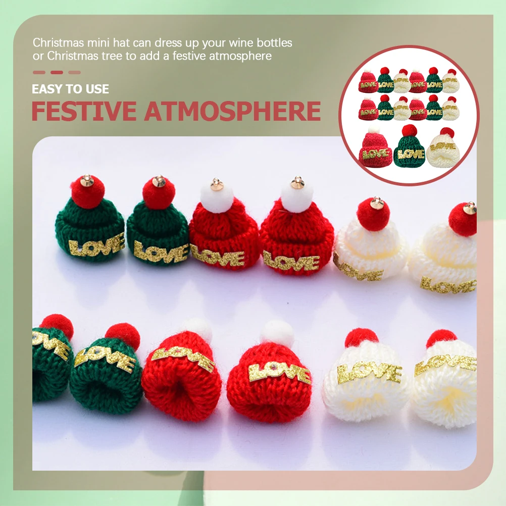 

36 Pcs Knitted Santa Hat Tiny Hats Decorations Kitten Christmas Yarn Mini Man Knitting Accessories