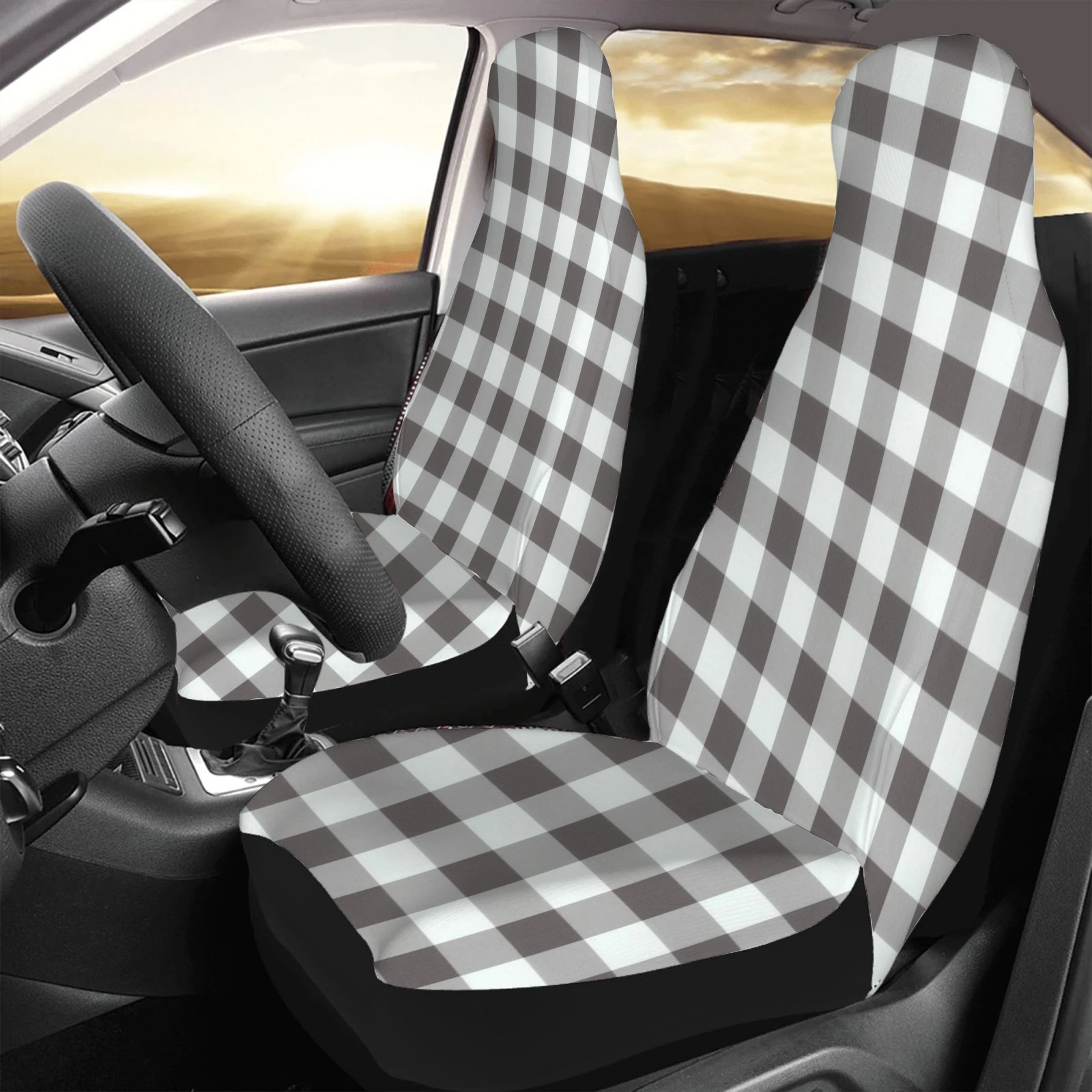 

Gingham Colorful car accessories Front Seat Covers Set of 2 for Vehicle Car SUV Truck Van Seat Protector