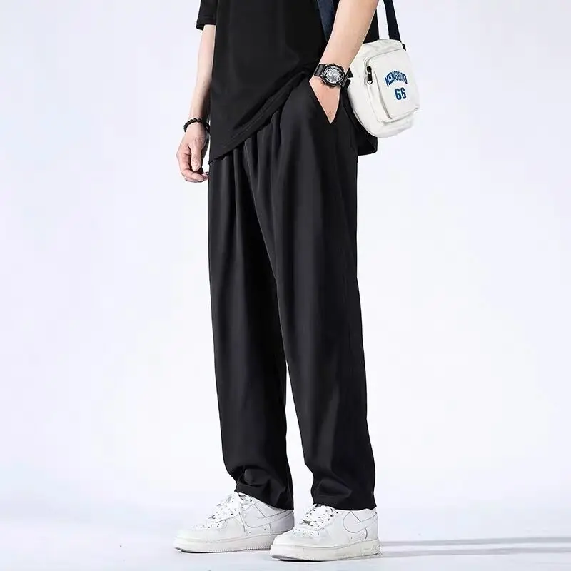 

2023 Men's Korean Clothing Straight Trousers Casual Wide Cropped Pants Streetwear Suits Pants Overalls Sweatpants for Man U65