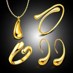 Classic Love Wedding Jewelry Set Women Water Drop Earrings Necklace Bracelet Ring Necklace 4 Piece Set Birthday Ladies Gift Set