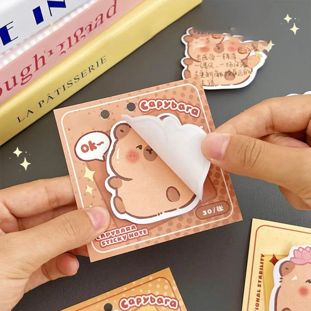 30 Sheets/Pack Sticky Note Cute Cartoon N Times Posted Creative Sticky Capybara Memo Pad Label