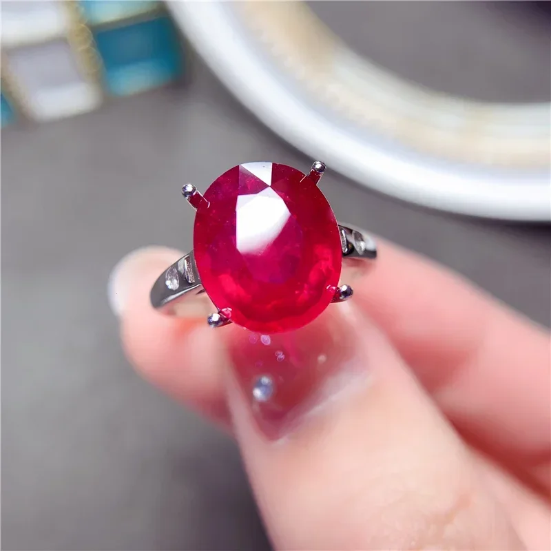 Natural Ruby Ring 10*12mm Pigeon Blood Red 925 Sterling Silver Luxury Jewelry Romantic Gift for Women  Gold Jewelry 18k