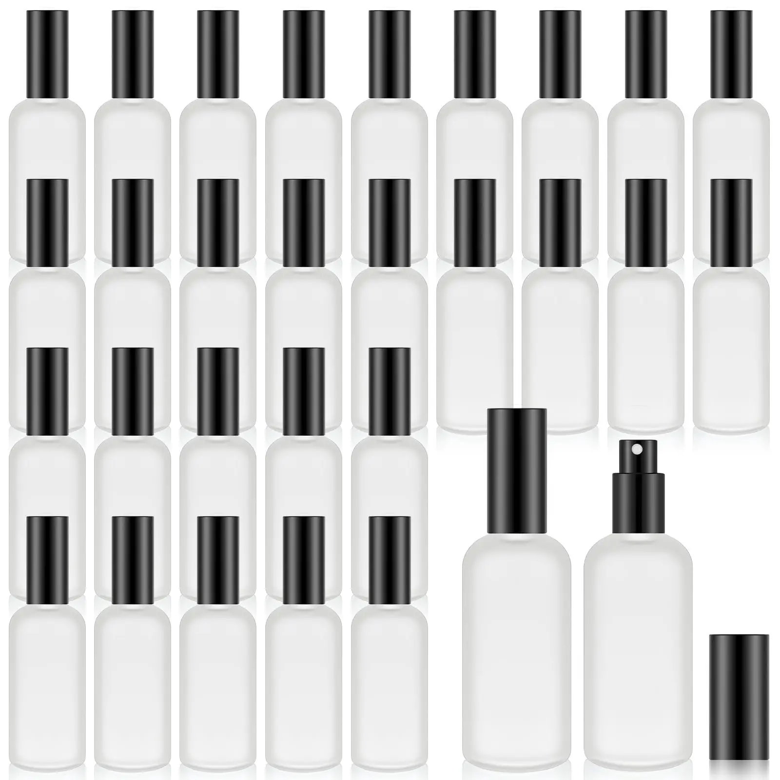 

10 Pcs 3.4 oz Black Glass Spray Bottle Refillable Perfume Atomizer Clear Decorative Empty Bottles with Fine Mist Sprayer Pump