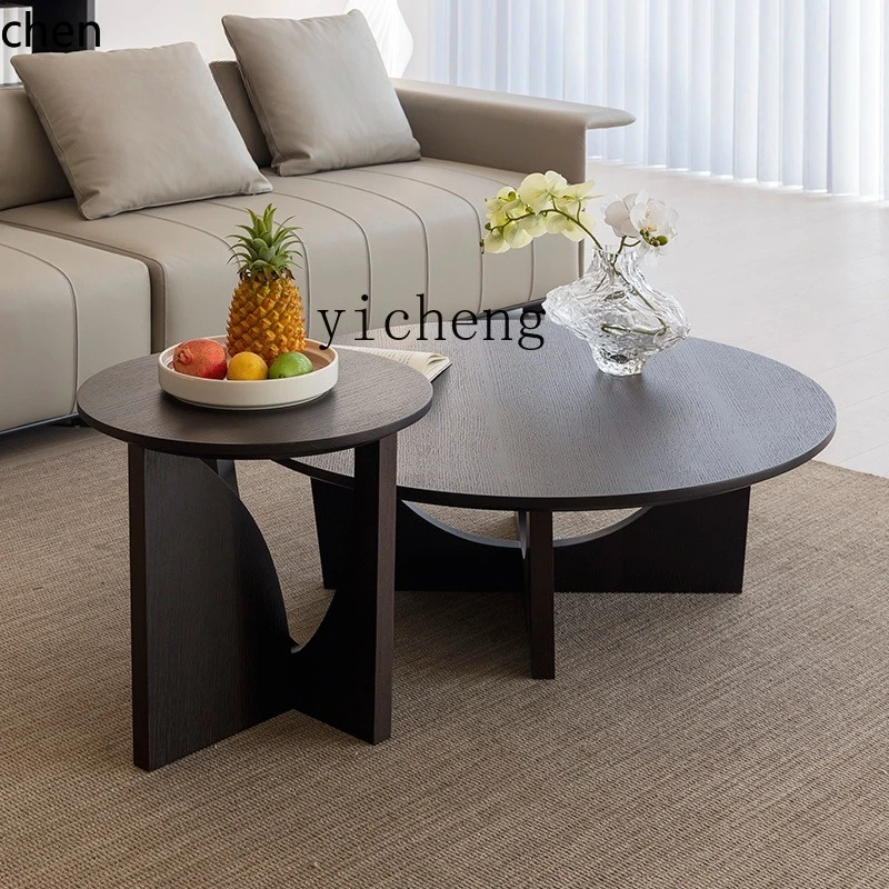 PYH  Italian Style Coffee Table Minimalist Small Side Table Living Room Home Round Tea Table Set