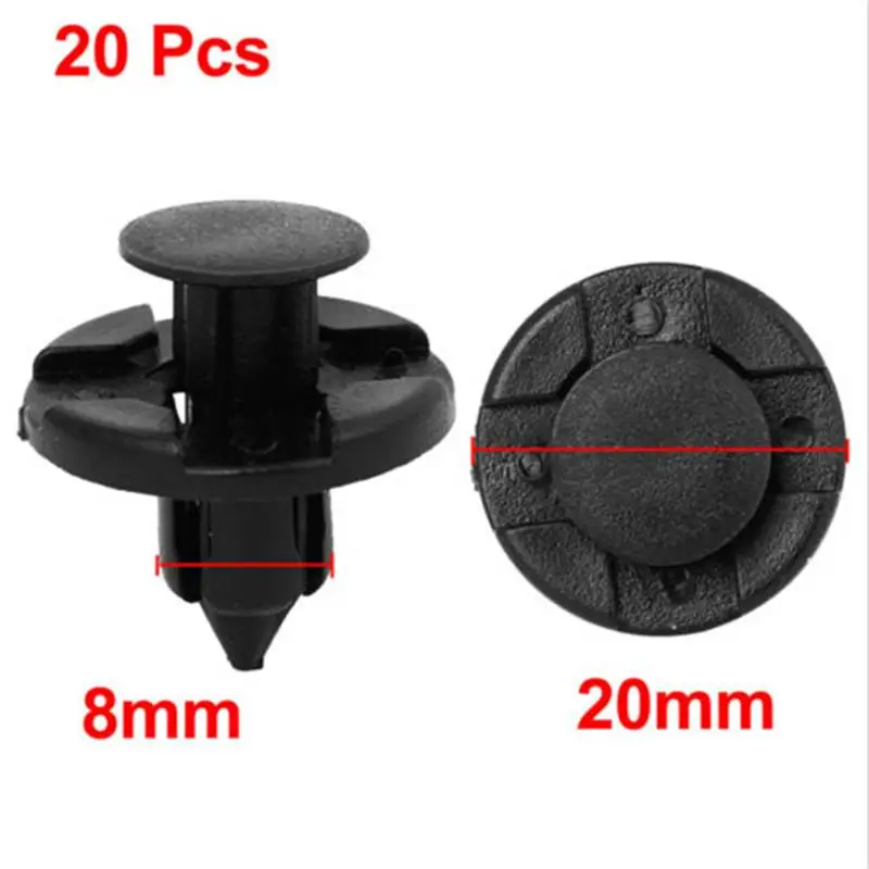 20pcs 8mm Hole Rivet Fastener Mud Flaps Bumper Clips for for