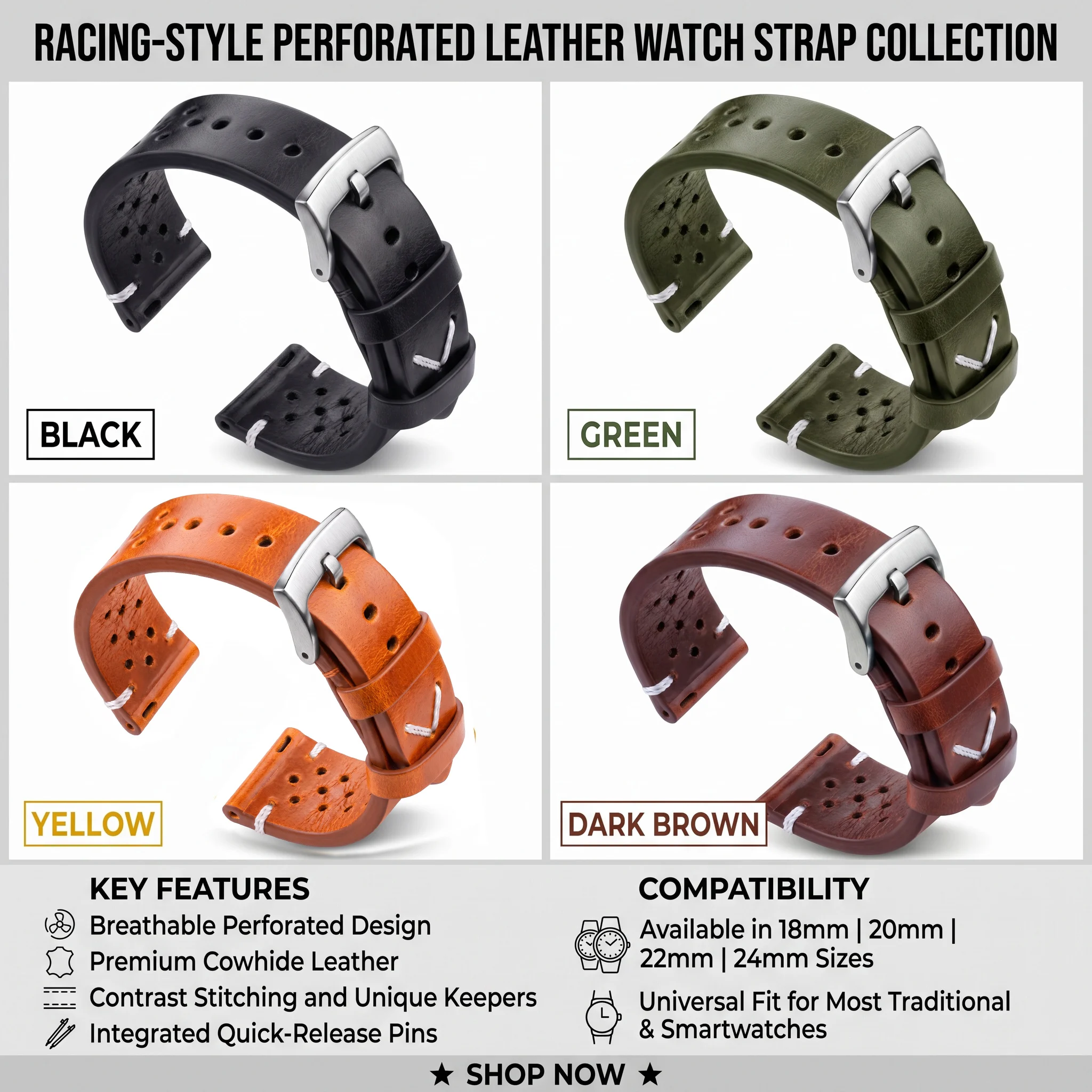 手作りトップグレインオイルワックスレザー時計バンド 18mm - Vintage Watch Collecting のレビューと価格