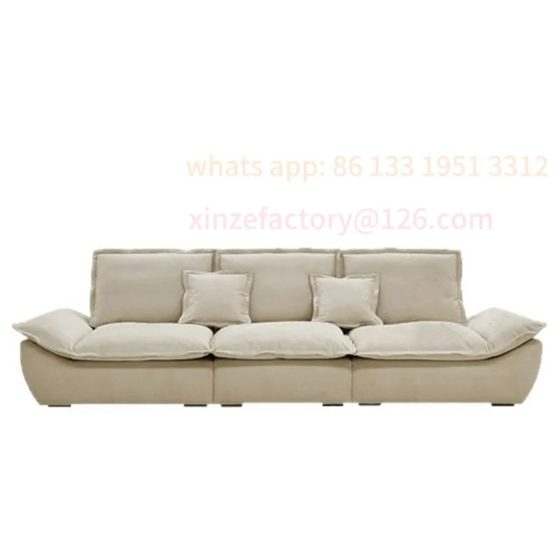 

Customizable Vintage Wind High Backrest Large Sitting Deep Living Room SofAdjustable Function Galleon Sofa Frosted Cloth French