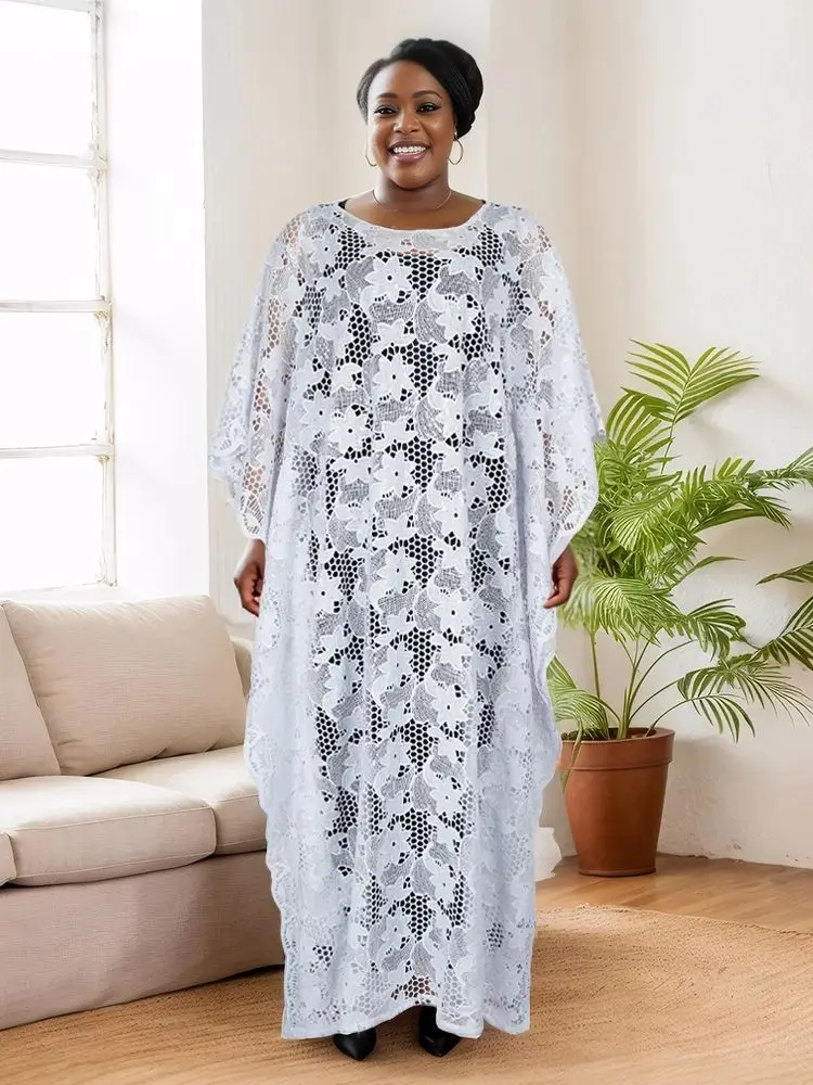 Elegant African Dresses for Women Muslim Fashion Boubou Abayas Robe Dashiki Ankara Lace Outfits Evening Gown Kaftan Maxi Dress image 5