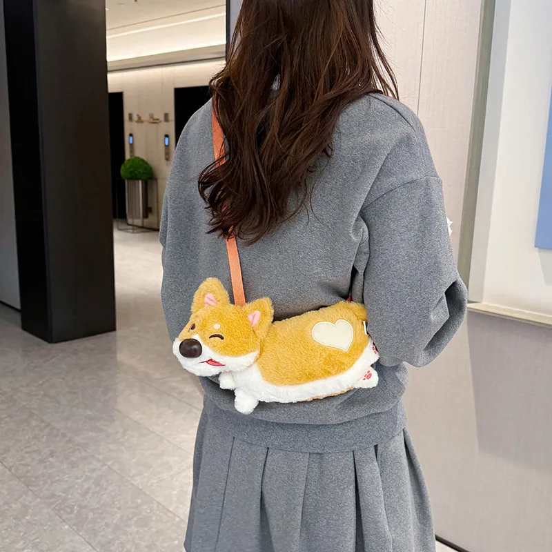 

Плюшевая сумка с милым мультяшным щенком - женская сумка на плечо, новый осенне-зимний стиль, необычная милая сумка для куклы щенка, модная сумка через плечо