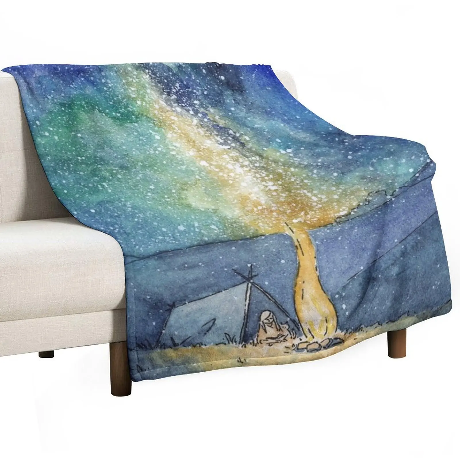 

Watercolor Night Sky Throw Blanket Luxury Giant Sofa Thermal Fluffy Softs Blankets