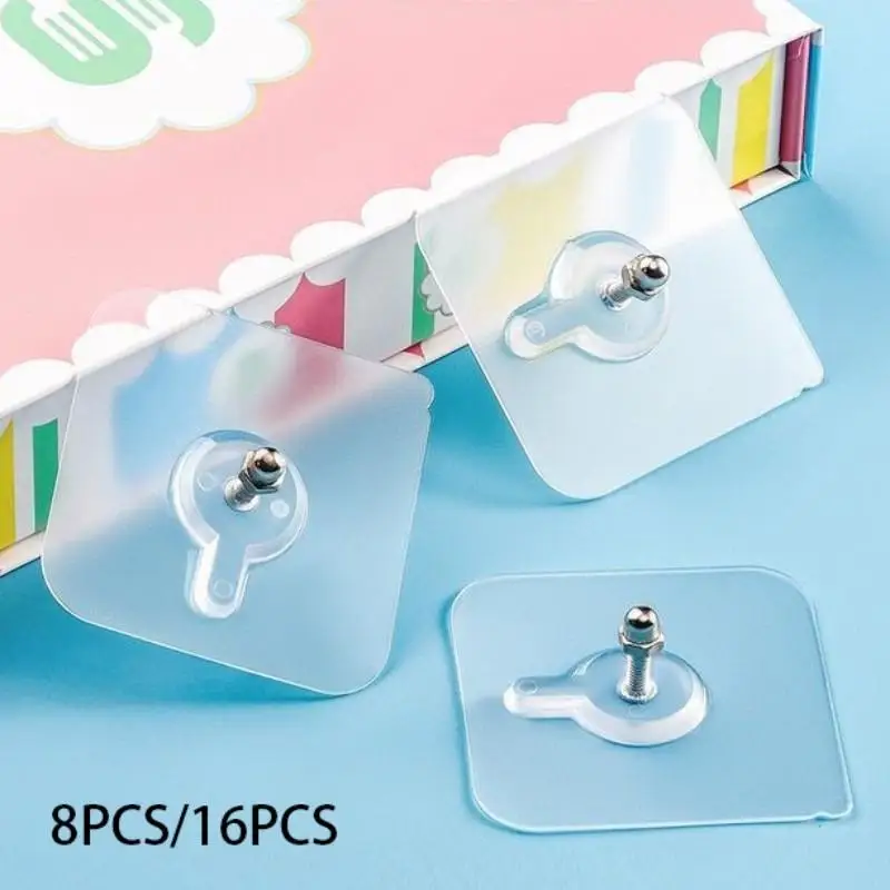 8Pcs No Trace Nails Photo Frame Hooks Punch-Free Strong Adhesive Wall Hooks Invisible Screws for Wedding Photos Wall Hanging