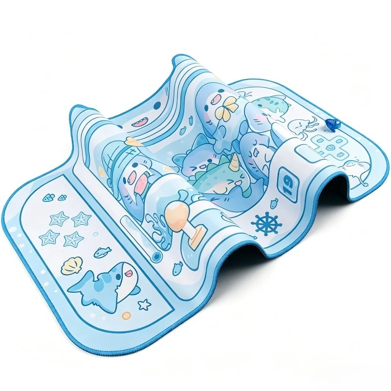 Extra Large Cute SkyBlue Shark Mouse Pad, Waterproof NonSlip Rubber XXL Gaming Desk Mat Laptop Keyboard Table Accessories