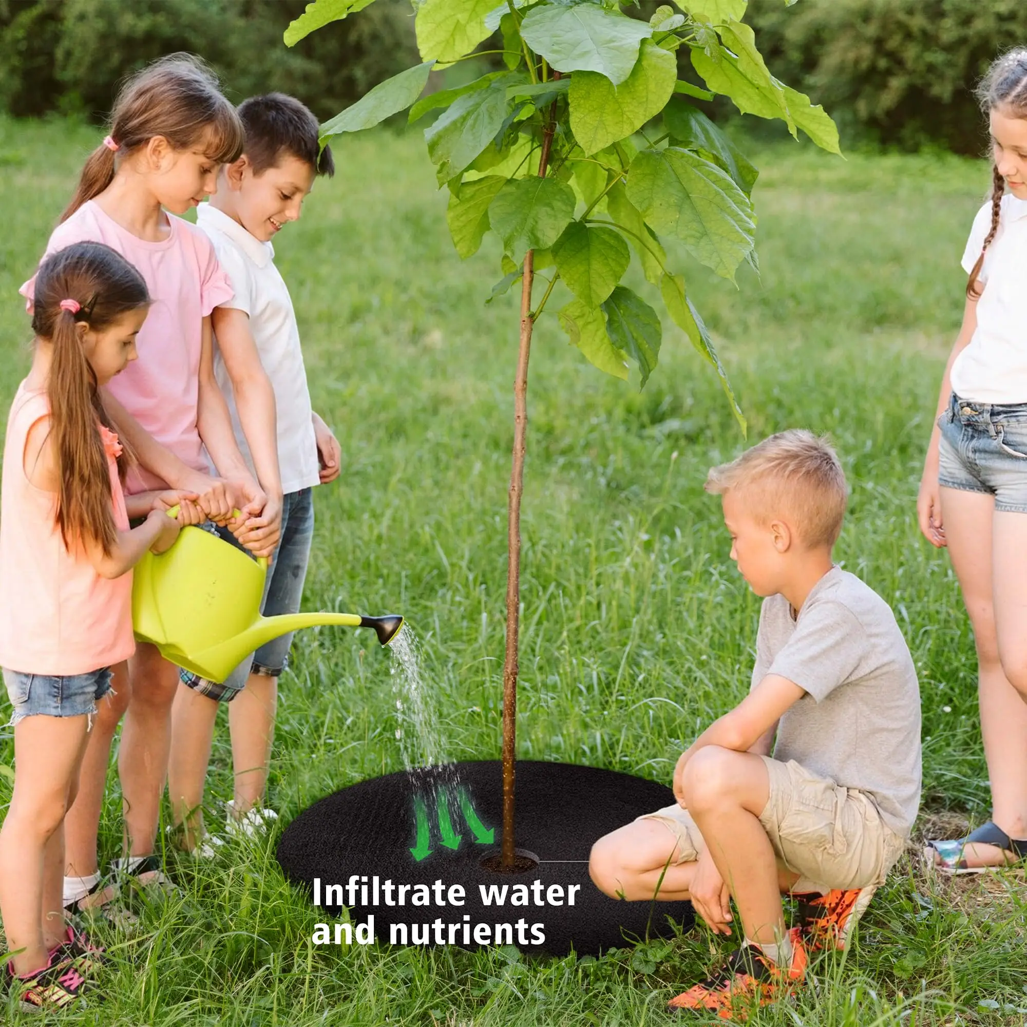5PCS Weed Mat Non-Woven Tree Mulch Ring Tree Protector Mat Reusable Weed Barrier for Weed Control Root Protectio