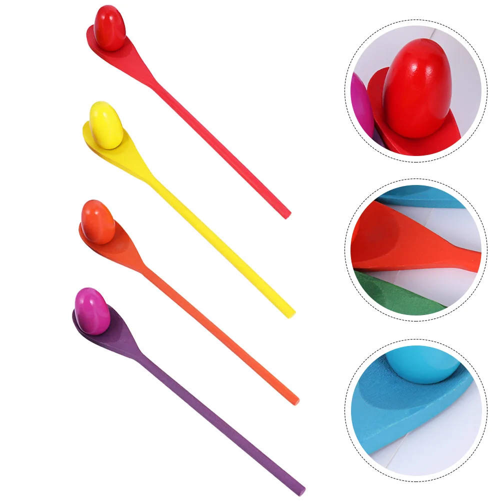 

8 Pcs Wooden Spoon Toss Training Tool Egg and Race Game Balance Toy Childrens Toys