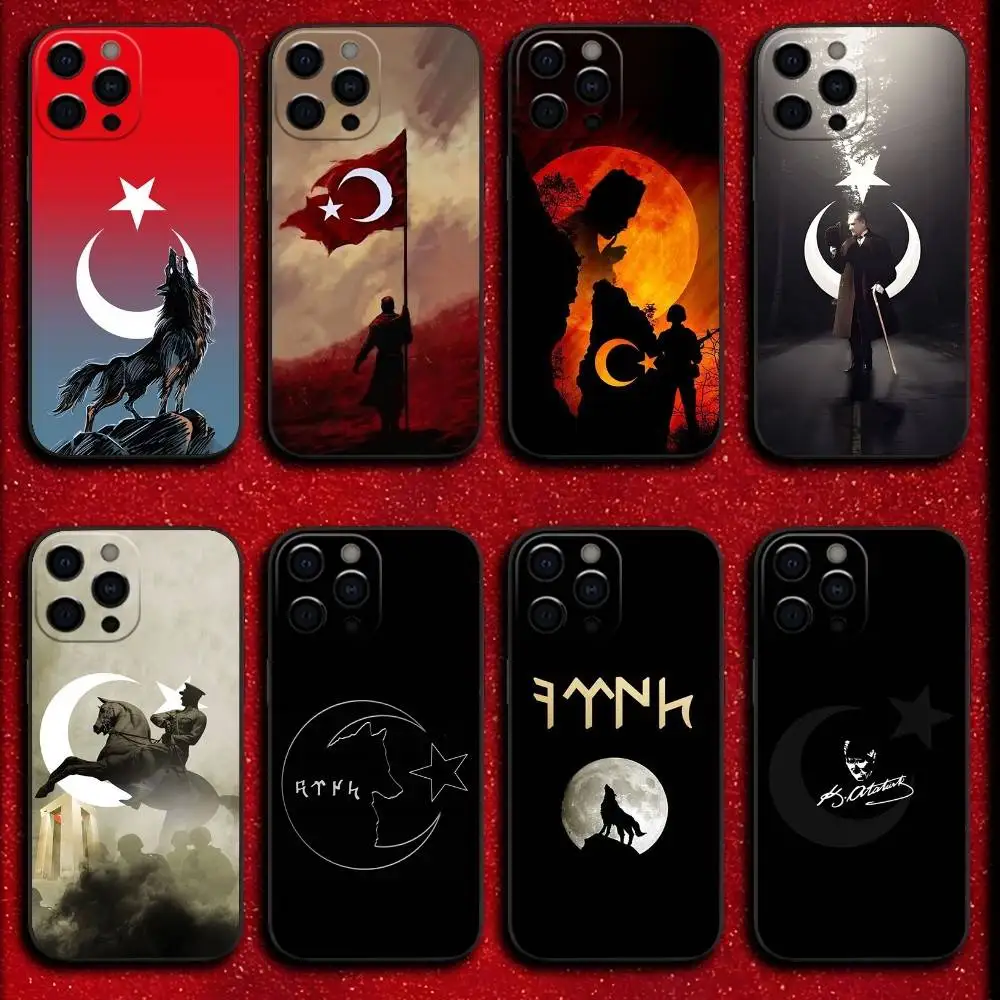 

T-Turkey Mustafa K-Kemal Ataturk Phone Case For iPhone 17,16,15,14,13,12,11,Pro,Max,Plus,E,SE4,Air,Mini Black Cover