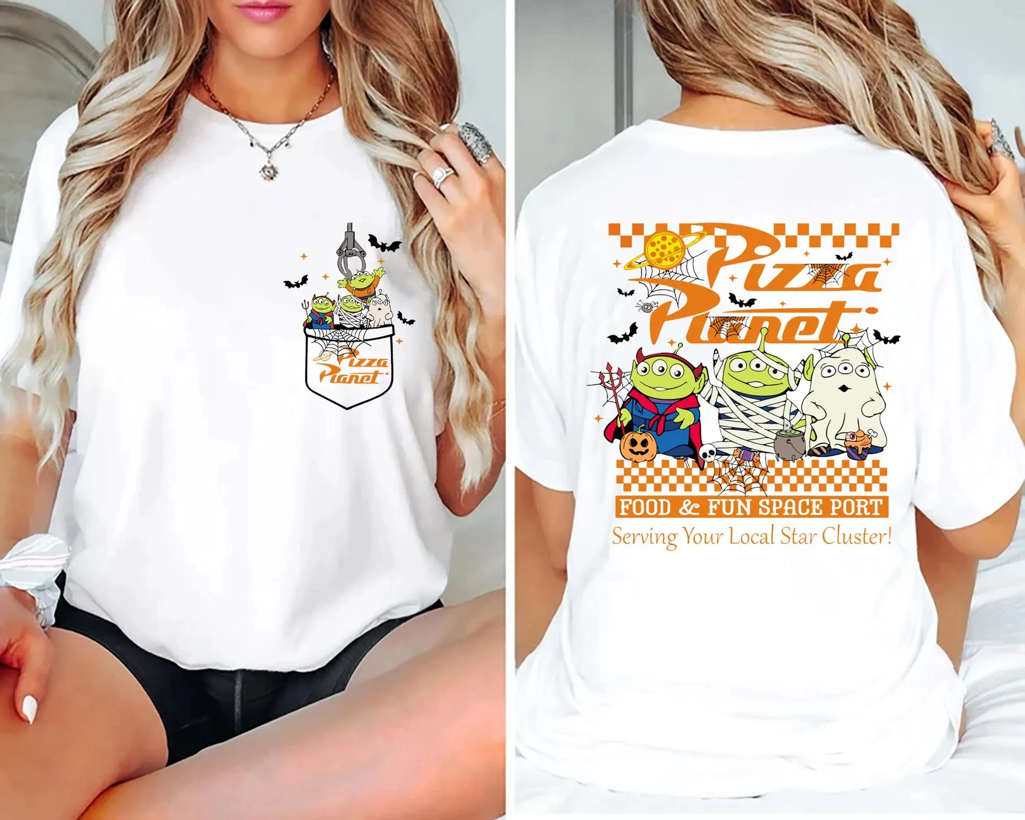 

205, удобная цветная рубашка с изображением пиццы и планеты на Хэллоуин, футболка «История игрушек», футболка «История игрушек» на Хэллоуин, футболка «Планета пиццы»