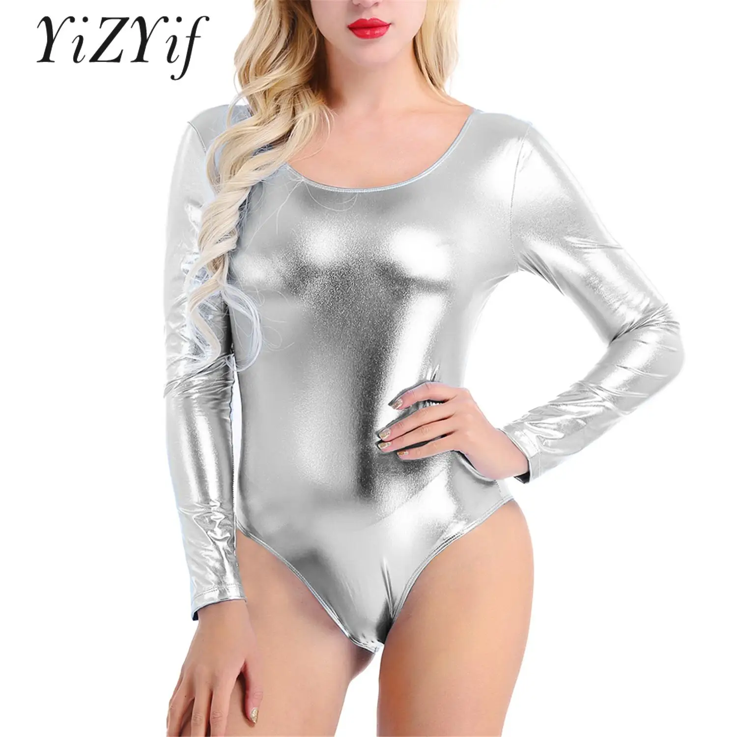 AqLeotard D.lique en Cuir Verni pour Femme, Tenue de brevde Ballet Liquide, Costume de Batterie pour Festival Rave, Spectacle Cosplay