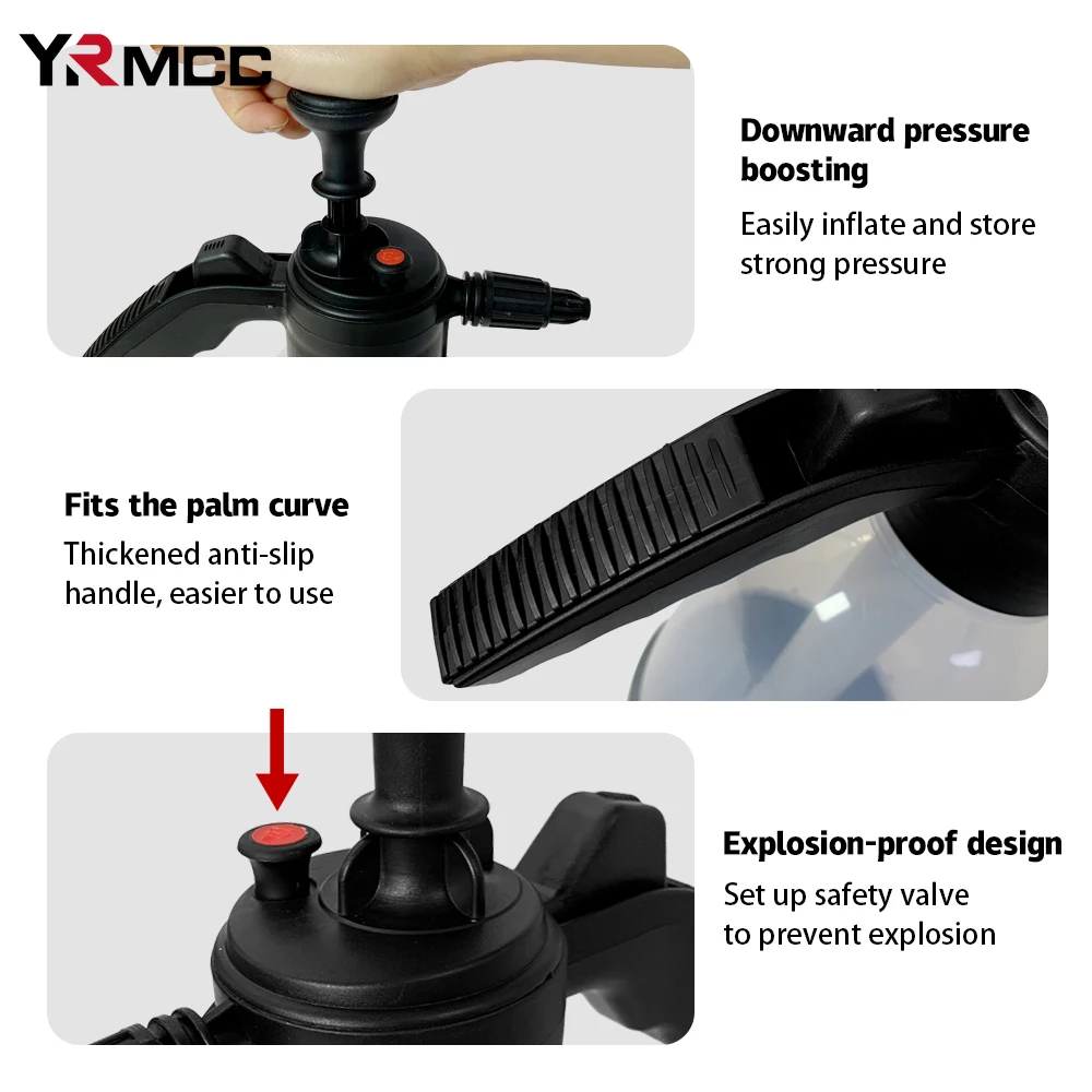 Car 2L Hand Pump Foam Sprayer Nozzle Hand Pneumatic Washer Foam Cannon Snow Foam Auto Wash Spray Bottle for Home Car Cleaning