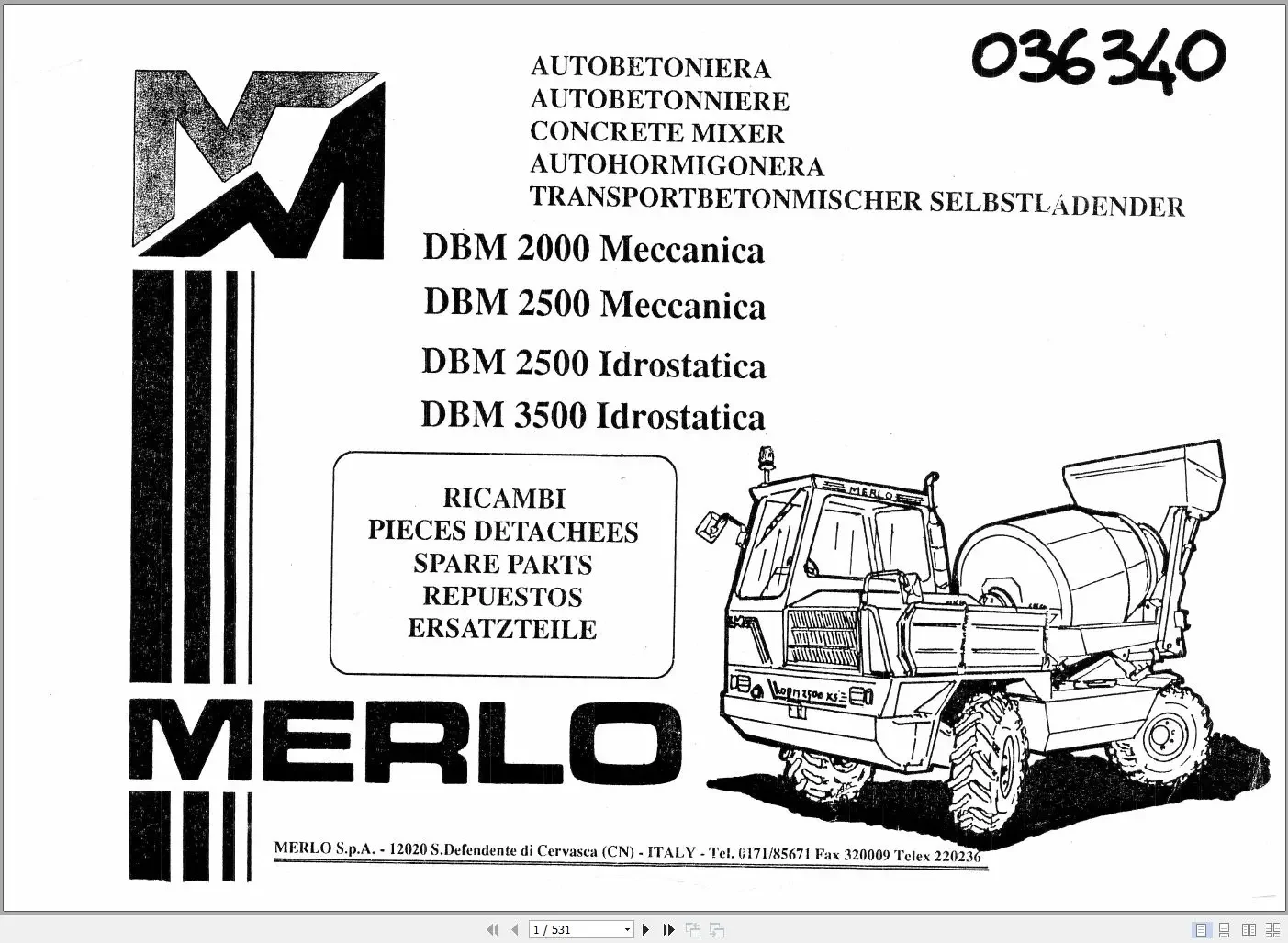 SpecDiag Merlo New Updated 2023 Parts Catalog 1.37 GB PDF