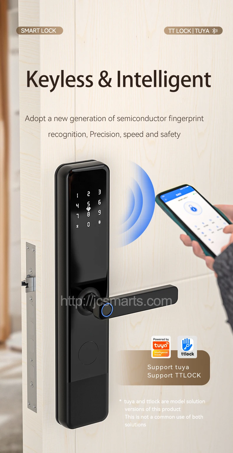 Neuankömmling Wifi Remote Ttlock App Keyless Security NFC-Karte Finger abdruck Passwort Digital Smart Locks mit 8 stücke Batterien betrieben – Detail 5