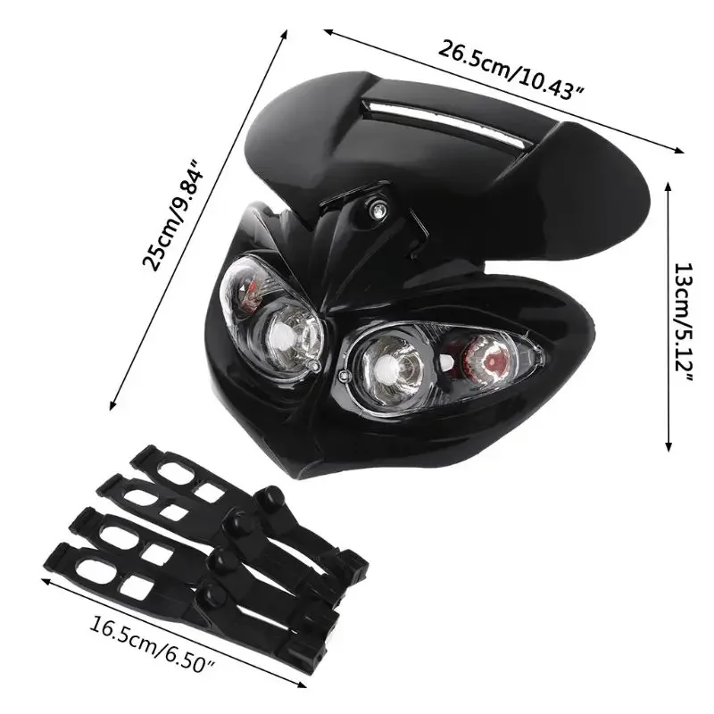 Racing Headlight Motorcyle Dual Head Lamp Led Fairing Light for Dirt Pit Bike ATV Hi Lo beam Universal Motorbike 4 Eyes Headlamp