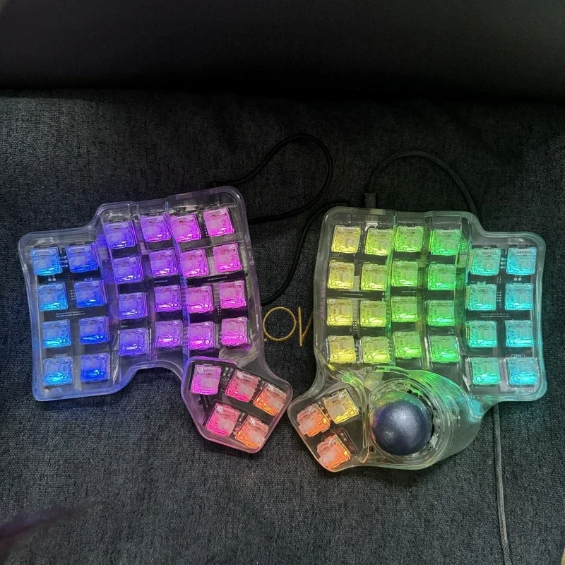 Charybdis Split Keyboard Kit Custom Resin Transparent Shell 3D Printing RGB Legbog Axis /34MM Track Ball Wired for PWM3360 VIA